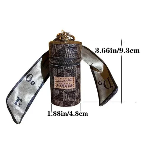 Portable Silk Scarf Barrel Lipstick Coin Bag with Keychain – Mini Triangle Pendant Storage 4