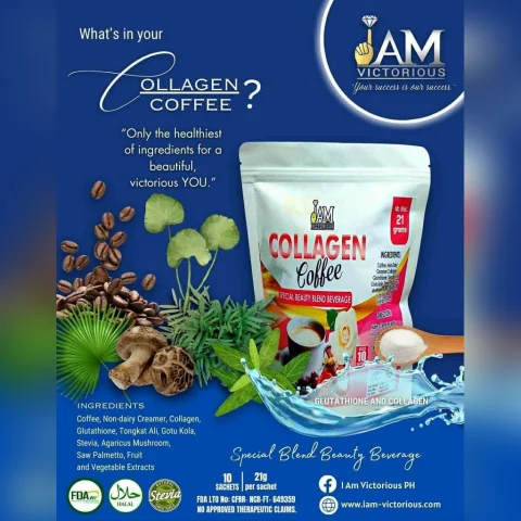 IAM Victorious Collagen Coffee – Special Beauty Blend Beverage (21g x 10 Sachets)