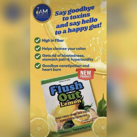 Flush Out Lemon – High Fiber Drink Mix Food Supplement Powder (12g x 10 Sachets)