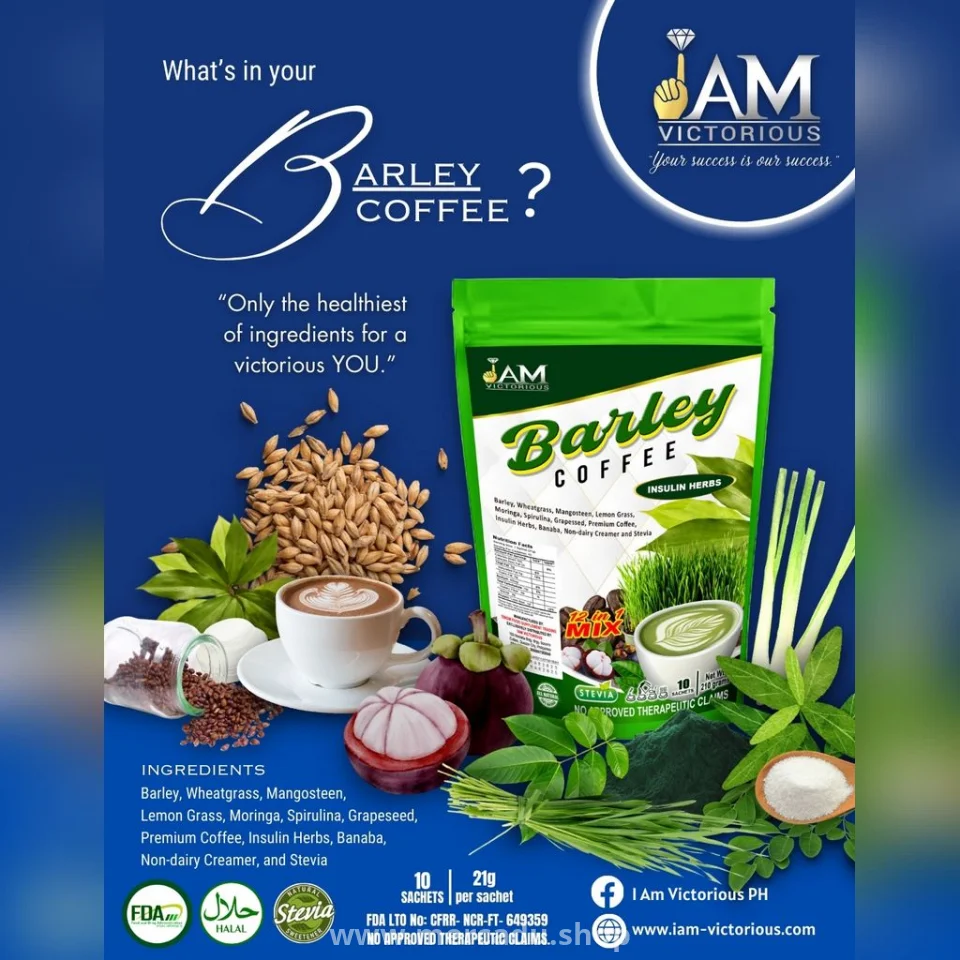 IAM Victorious Barley Coffee – 12-in-1 Herbal Coffee with Insulin Herbs (21g x 10 Sachets)