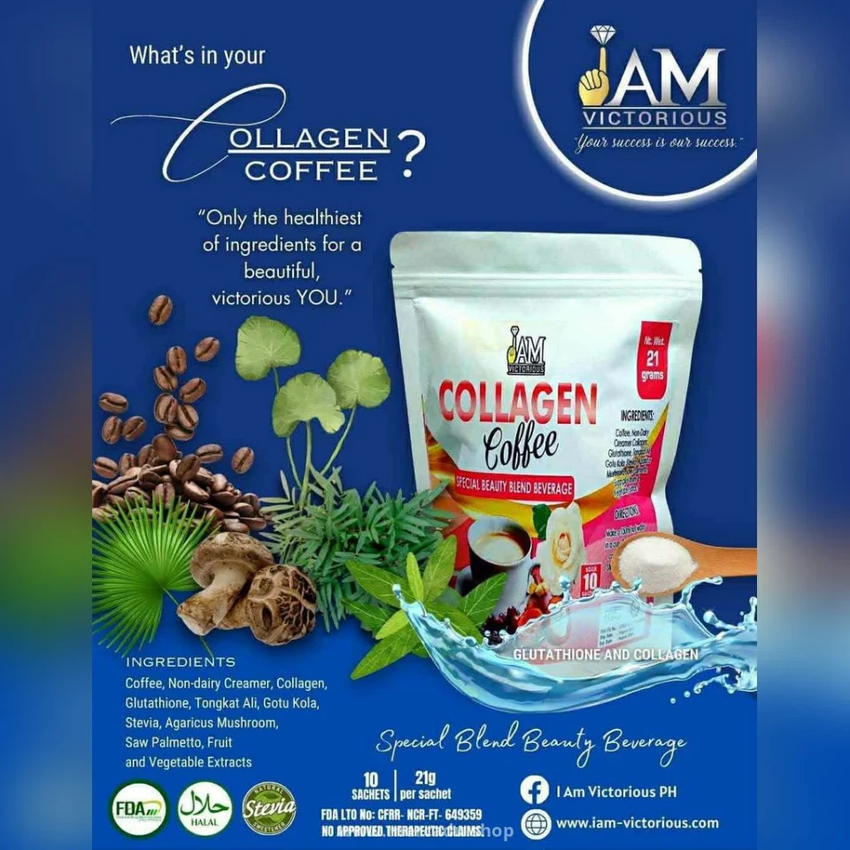 IAM Victorious Collagen Coffee – Special Beauty Blend Beverage (21g x 10 Sachets)