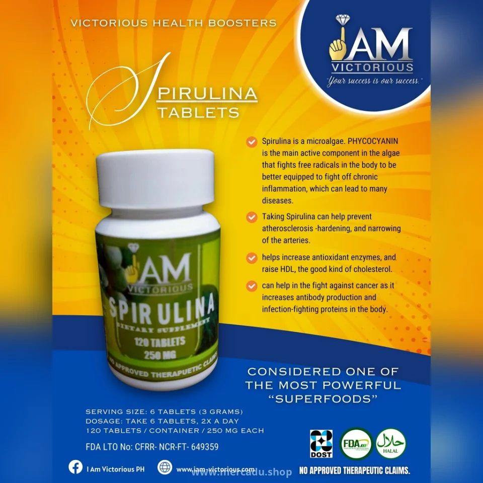 IAM Victorious Spirulina Tablets 250mg – 120 Tablets Superfood Supplement